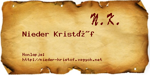 Nieder Kristóf névjegykártya